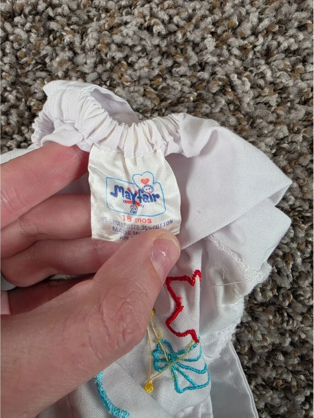 Vintage Mayfair Baby Girls Sz 18M Bubble Romper White Embroidered Beach Theme